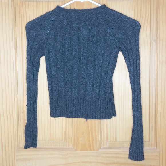 Hollister Grey Wool Like Zipper Cardigan (XS) - Picture 2 of 3